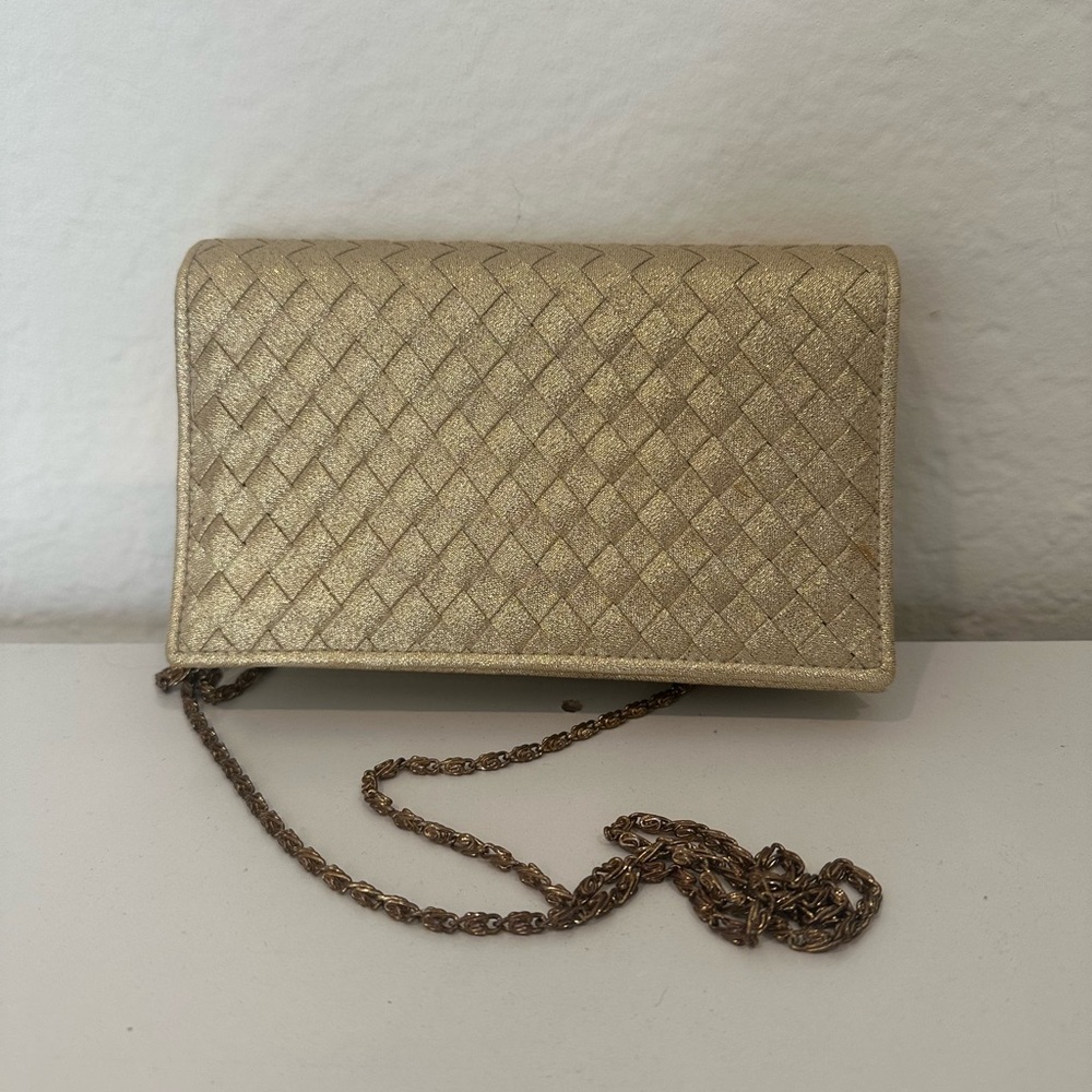 Andre Cellini Art Deco Gold Woven Crossbody Chain Bag